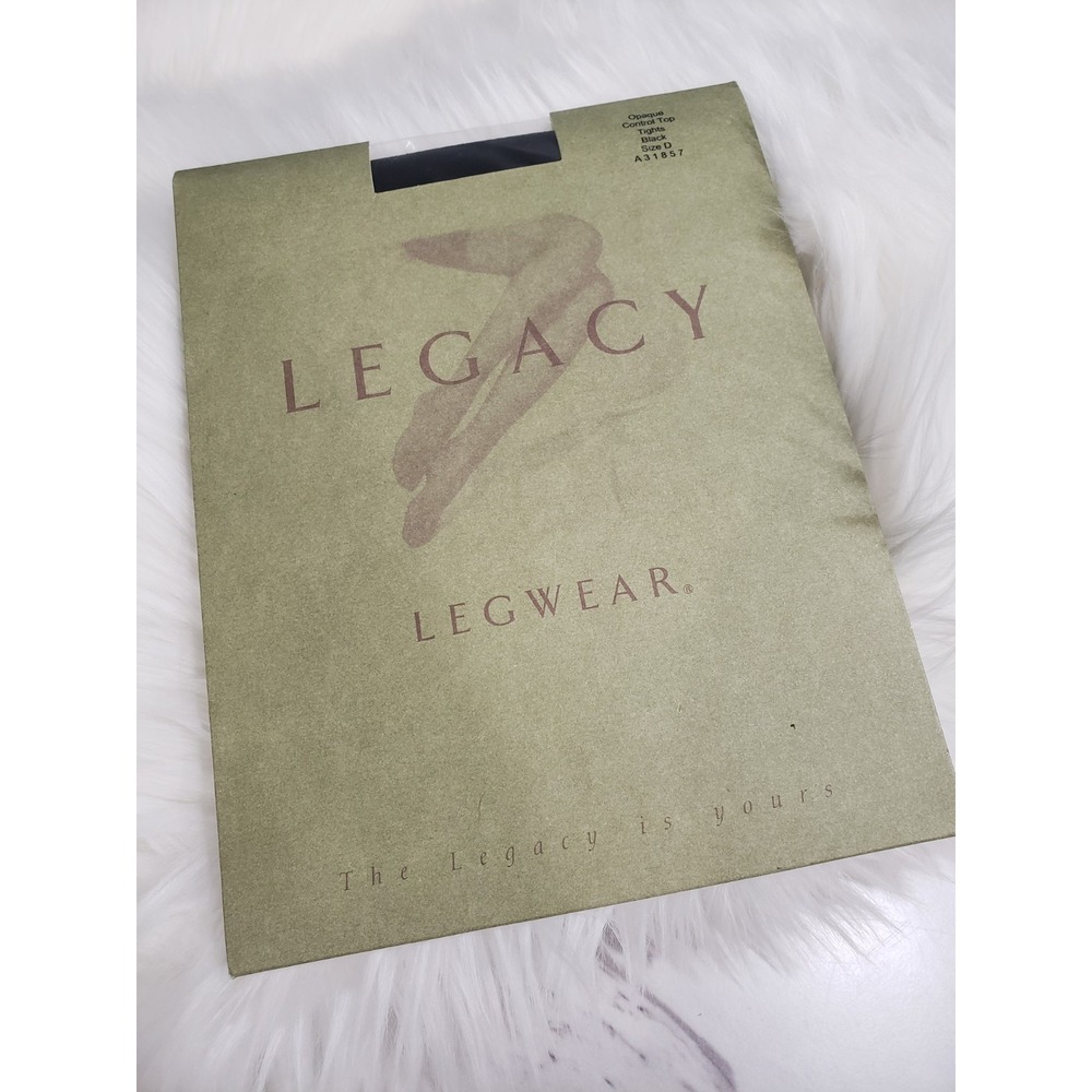QVC Legacy Legwear Size D Opaque Control Top Tights Black A31857 New